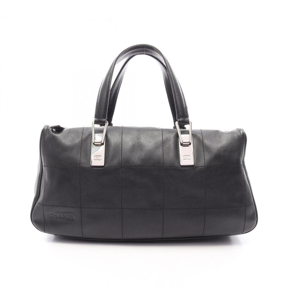 Chanel Chocolate Bar Handbag, Lambskin Leather, Women's, Black